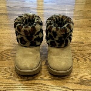 UGG Tan Boots with Leopard Print Cuff
